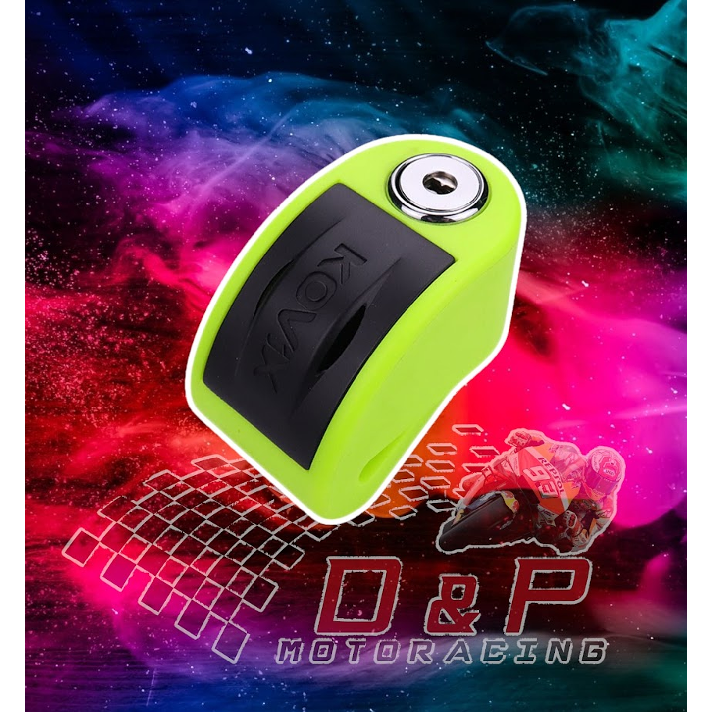 Candado Disco Moto Kovix Alarma 120db Kt6 6mm Color Verde 1