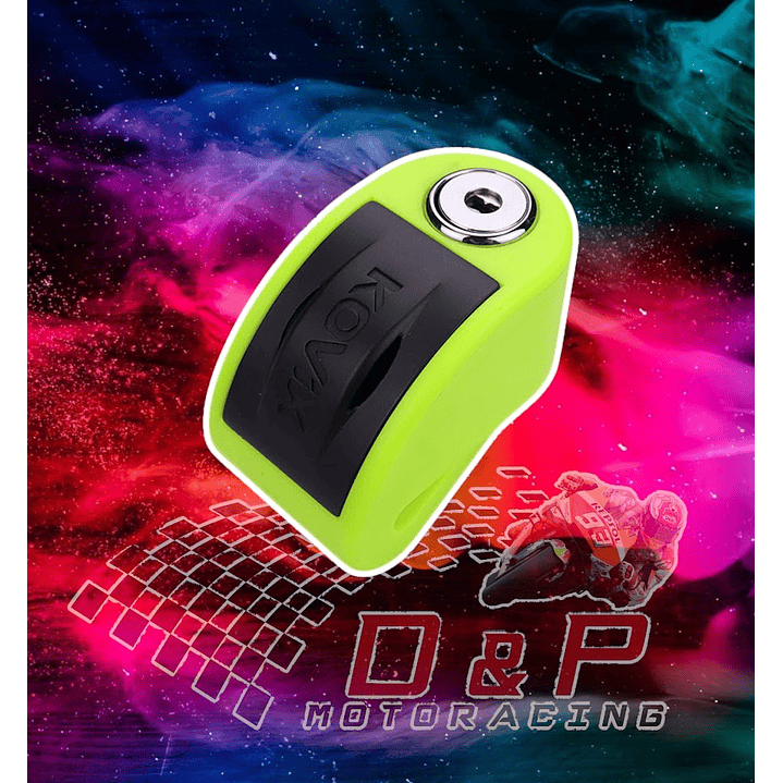 Candado Disco Moto Kovix Alarma 120db Kt6 6mm Color Verde 1