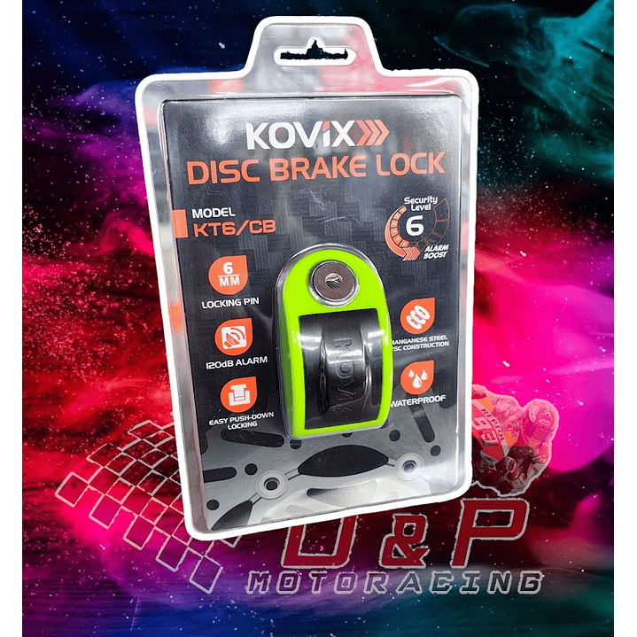 Candado Disco Moto Kovix Alarma 120db Kt6 6mm Color Verde 2