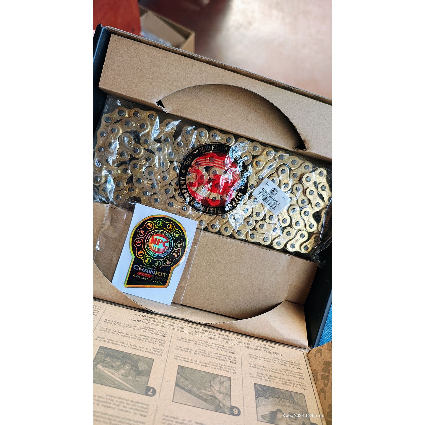 Kit de transmisión honda cb190 dorado  2