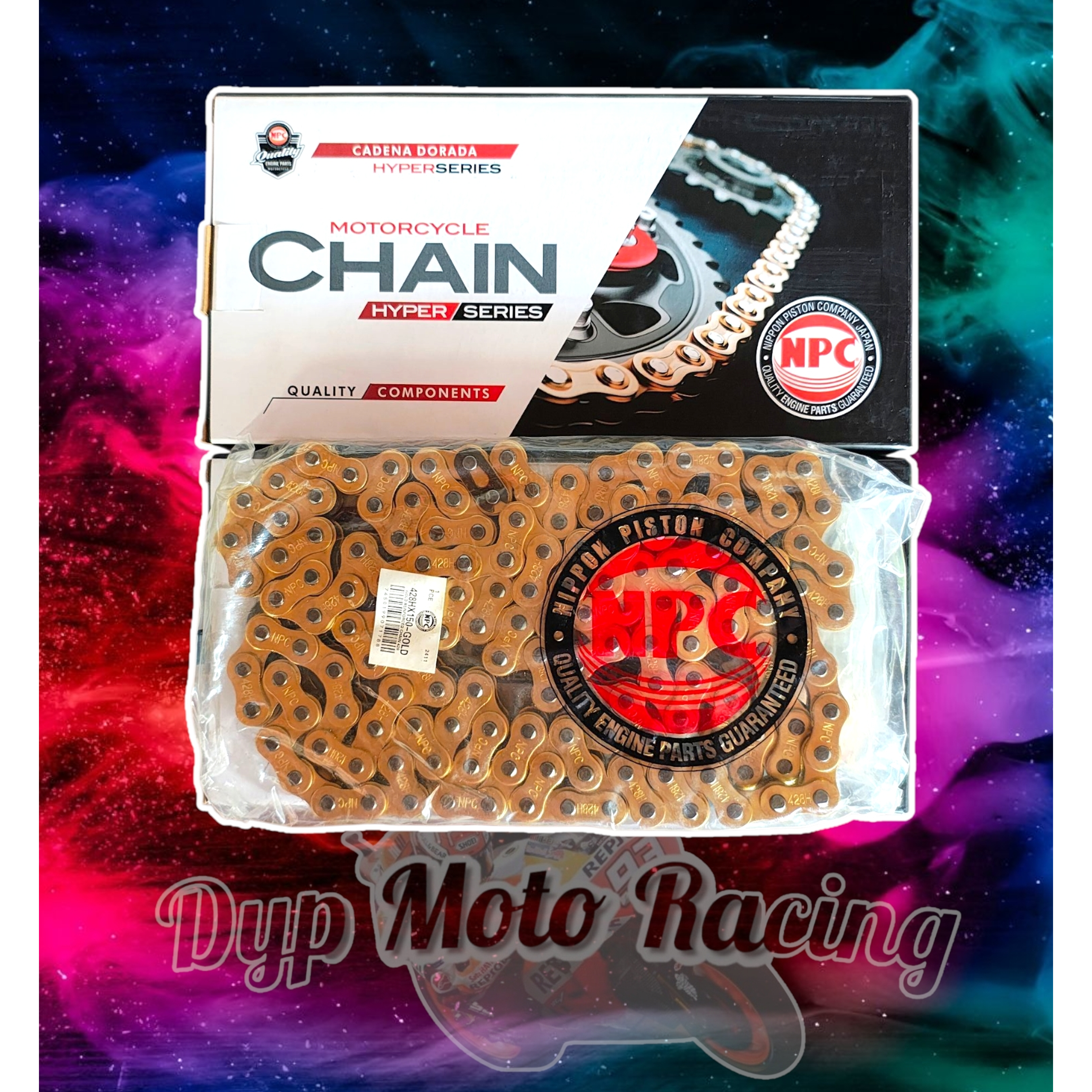 Cadena 428 x 150 reforzada dorada npc japon 1