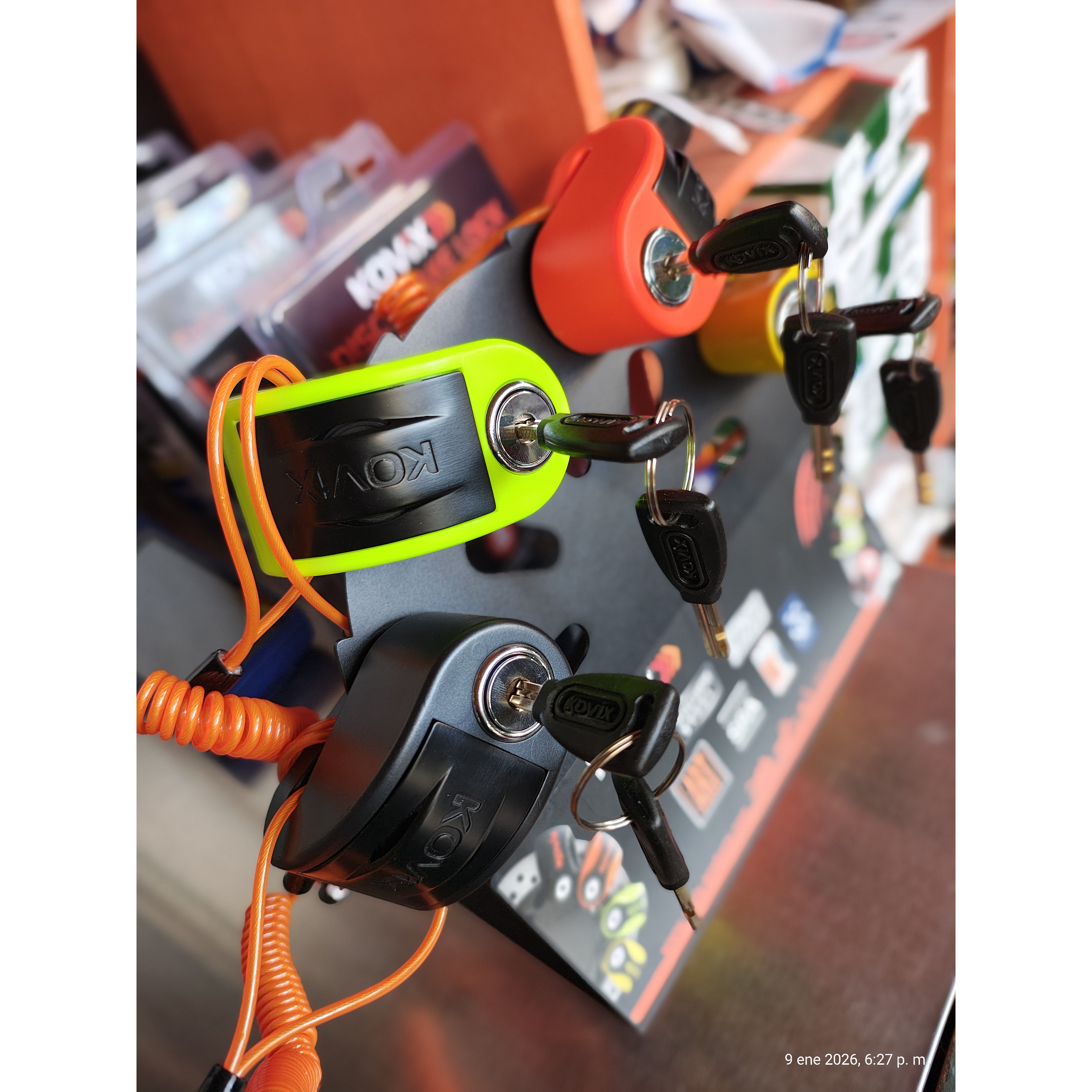 Candado Disco Moto Kovix Alarma 120db Kt6 6mm Color naranjo 5