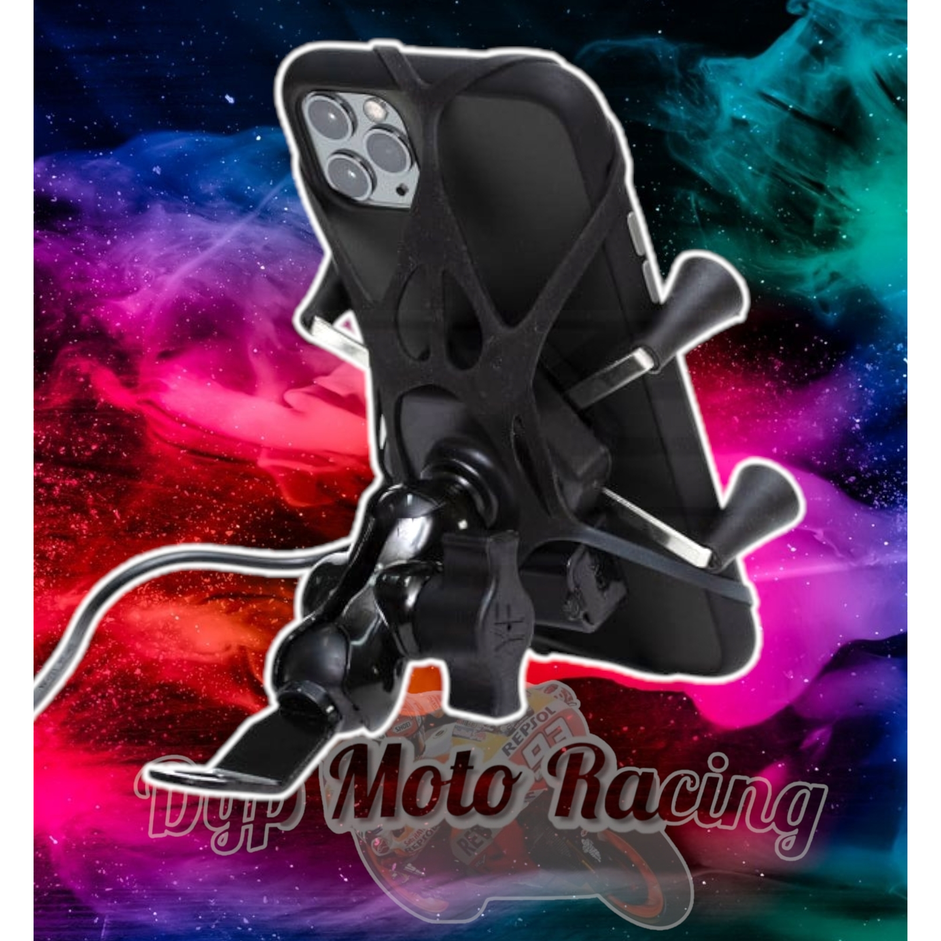 Soporte para celular moto jg con cargador base para espejos o tornillos 3