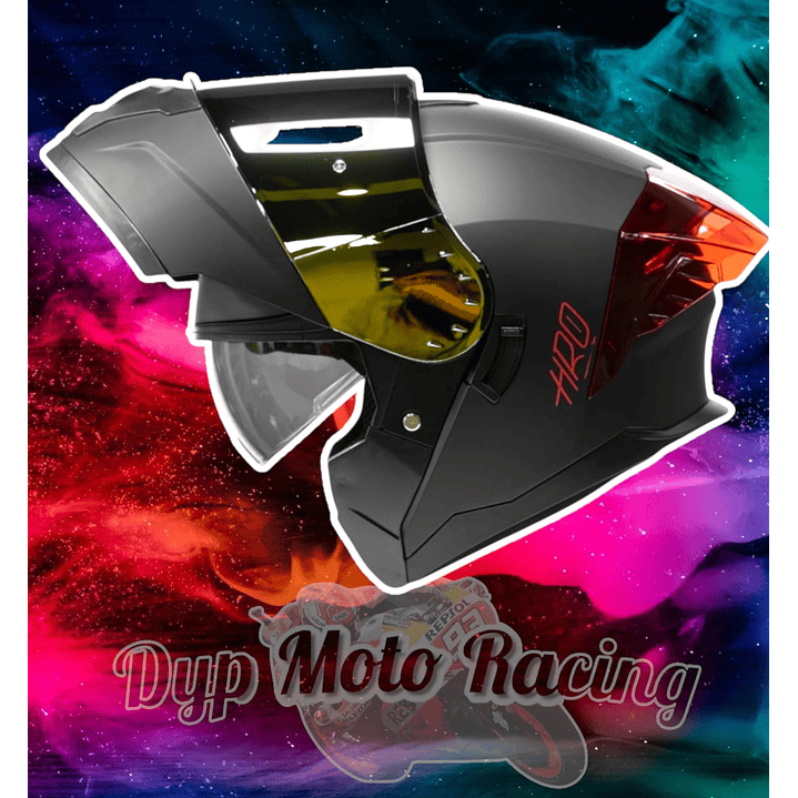 Casco moto hro 3480dv solid ng rj mate abatible con sun visor 2