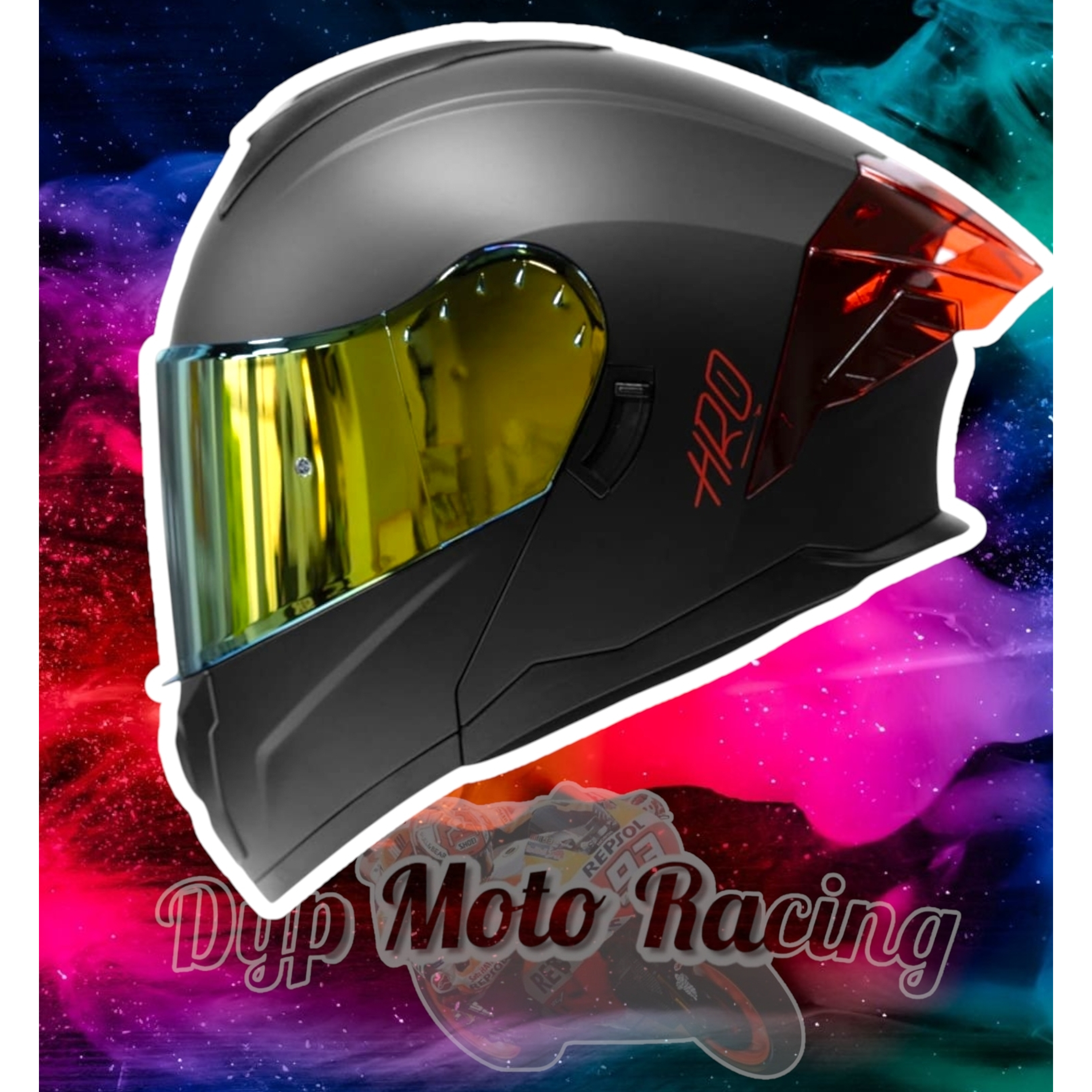 Casco moto hro 3480dv solid ng rj mate abatible con sun visor 3