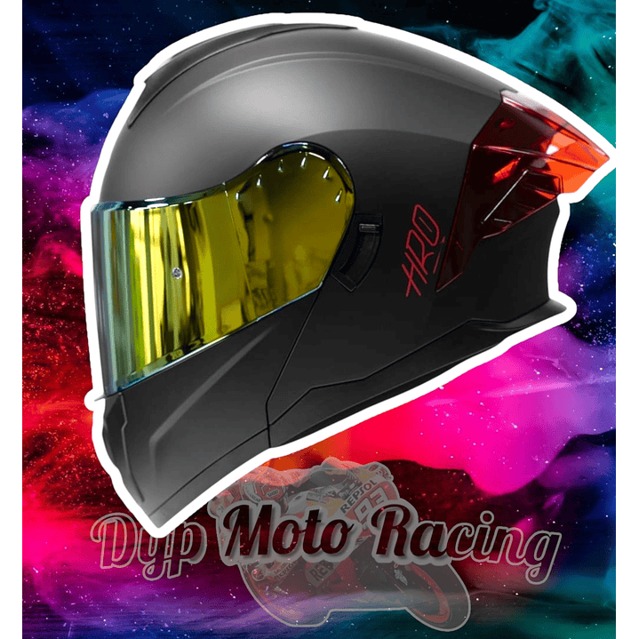 Casco moto hro 3480dv solid ng rj mate abatible con sun visor 3