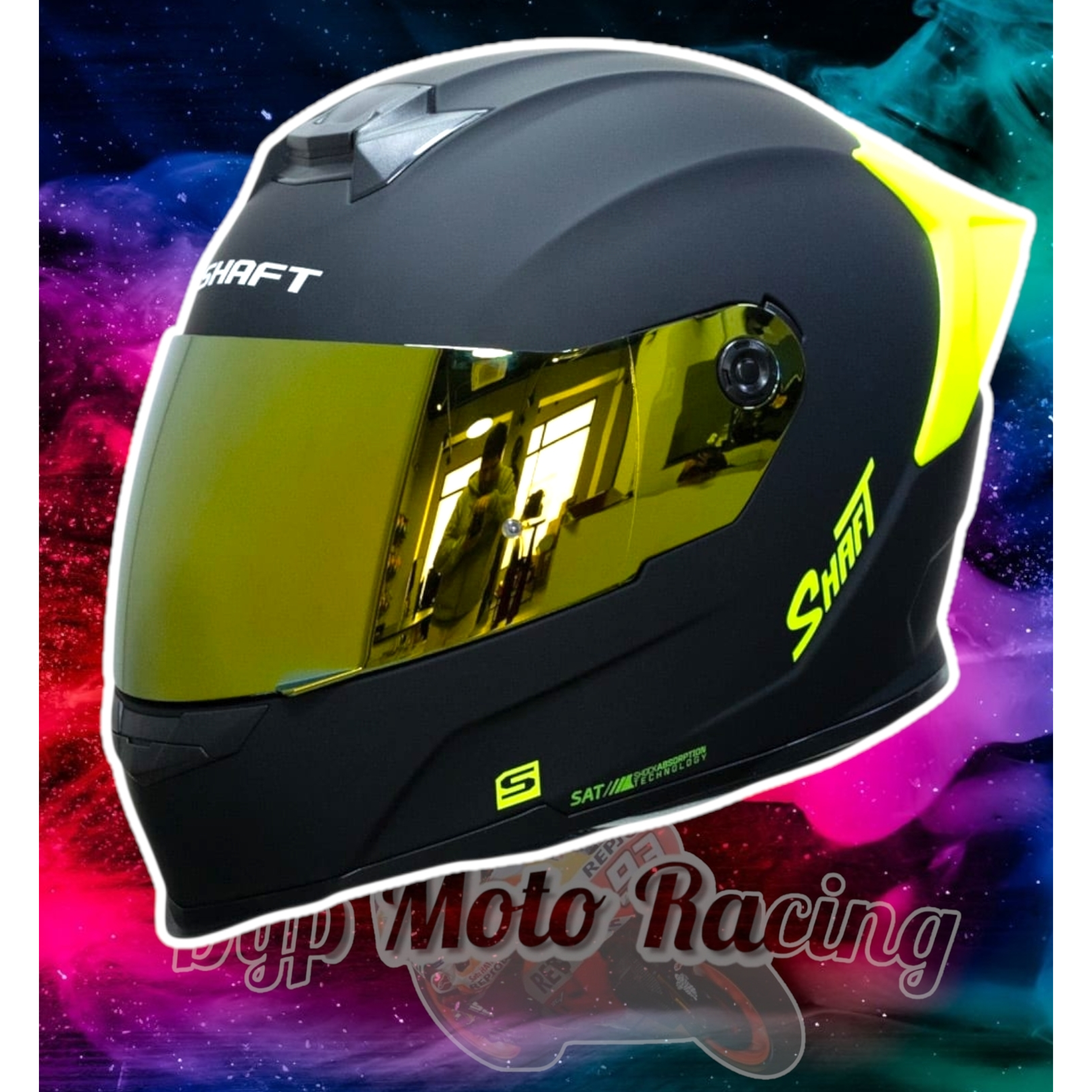 Casco Moto Shaft 502sp Integral Norma Dot Compatible Pinlock Color Amarillo Diseño Solid Ng Neon Yellow 1