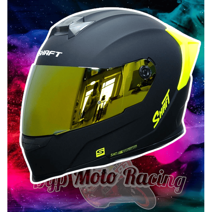 Casco Moto Shaft 502sp Integral Norma Dot Compatible Pinlock Color Amarillo Diseño Solid Ng Neon Yellow 1