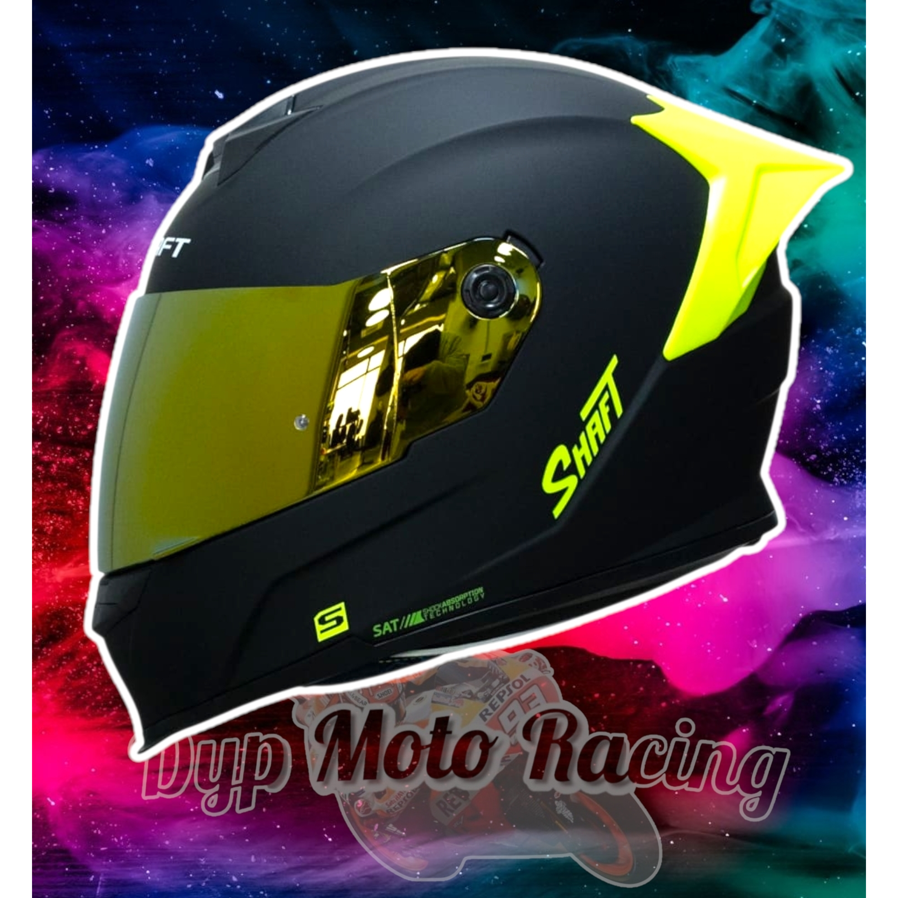 Casco Moto Shaft 502sp Integral Norma Dot Compatible Pinlock Color Amarillo Diseño Solid Ng Neon Yellow 12