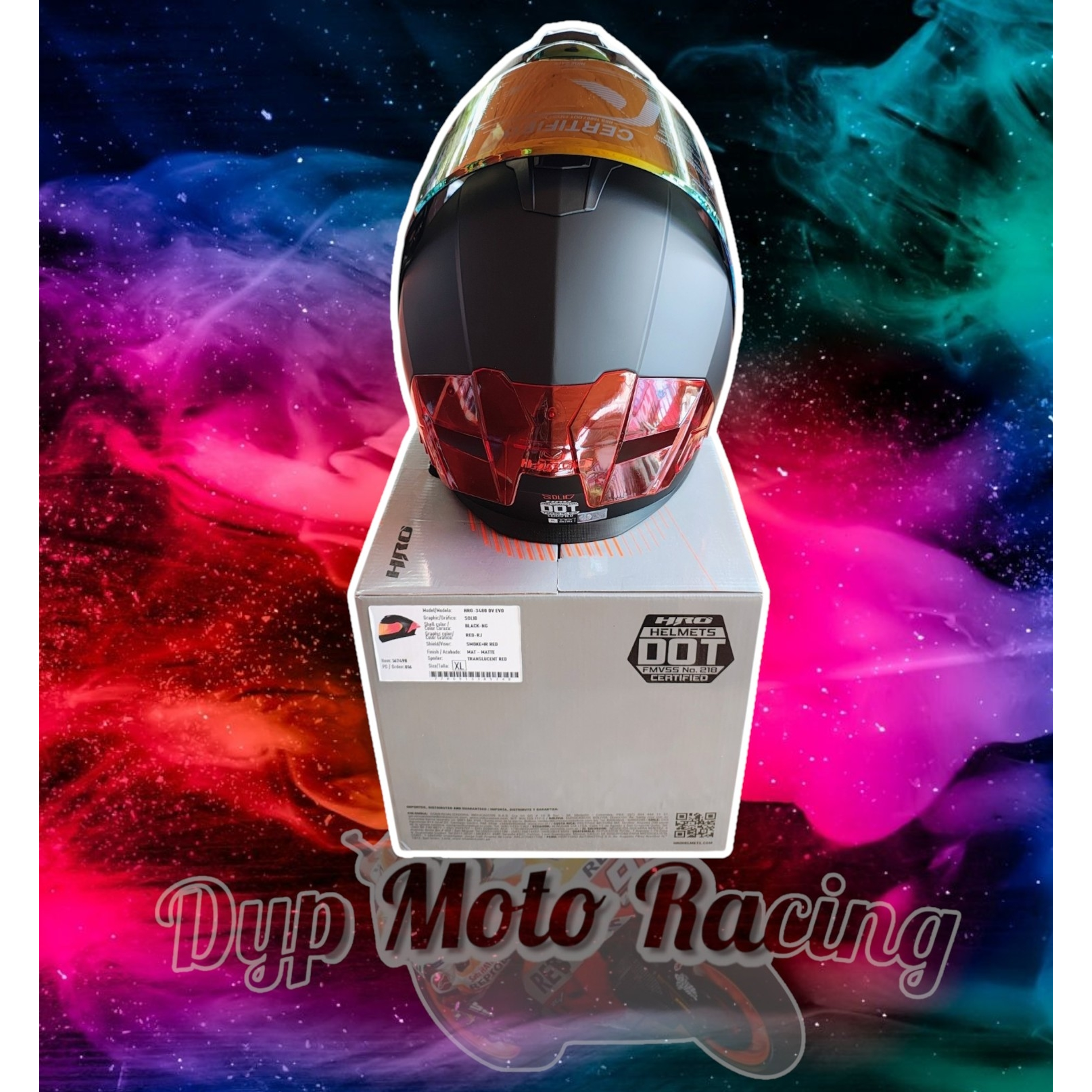 Casco moto hro 3480dv solid ng rj mate abatible con sun visor 8