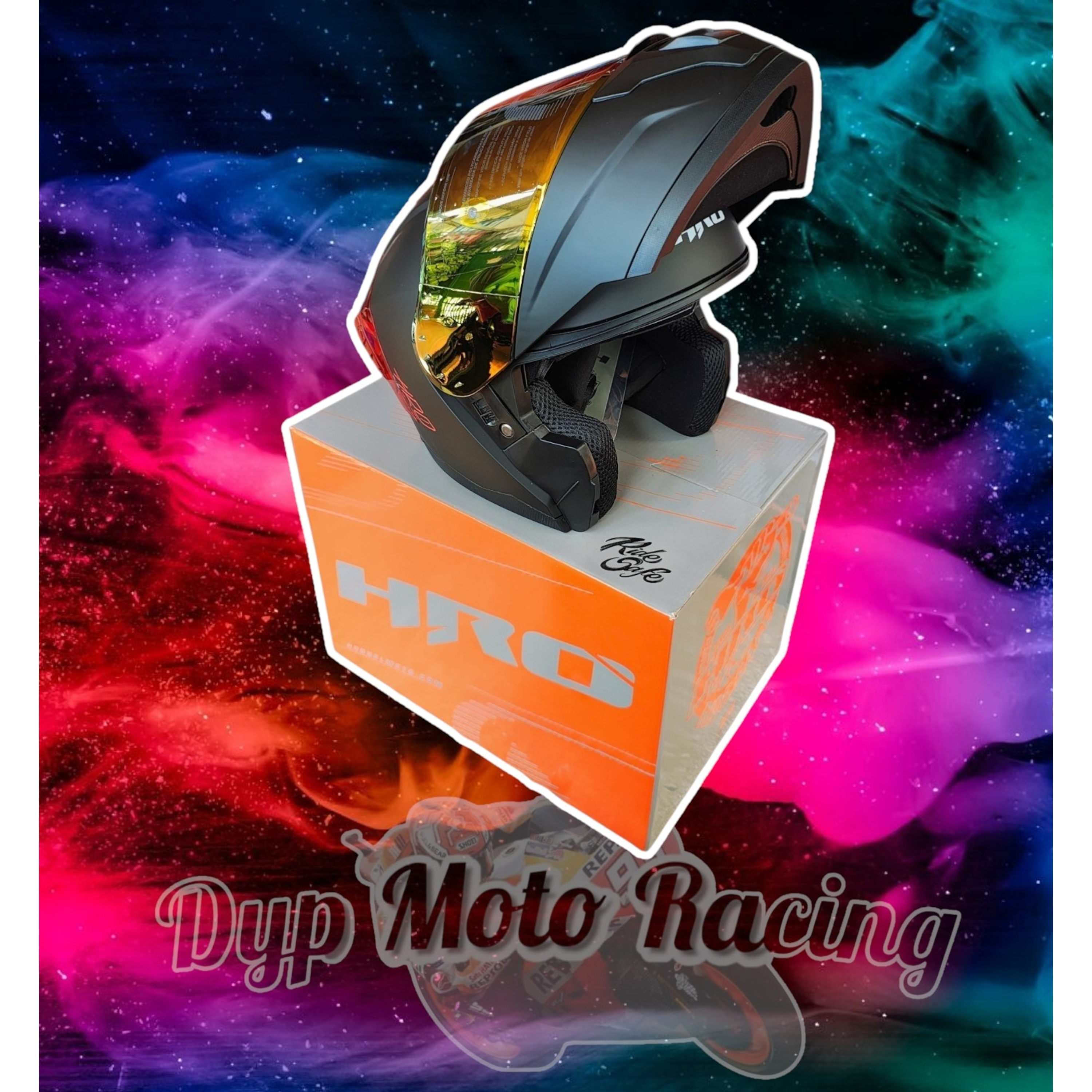 Casco moto hro 3480dv solid ng rj mate abatible con sun visor 9