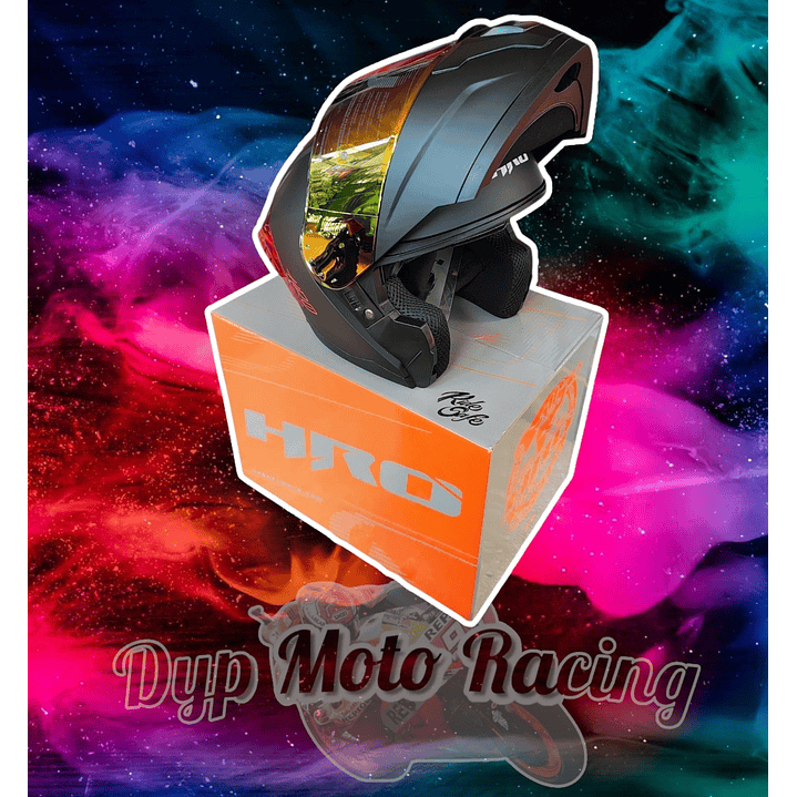 Casco moto hro 3480dv solid ng rj mate abatible con sun visor 9