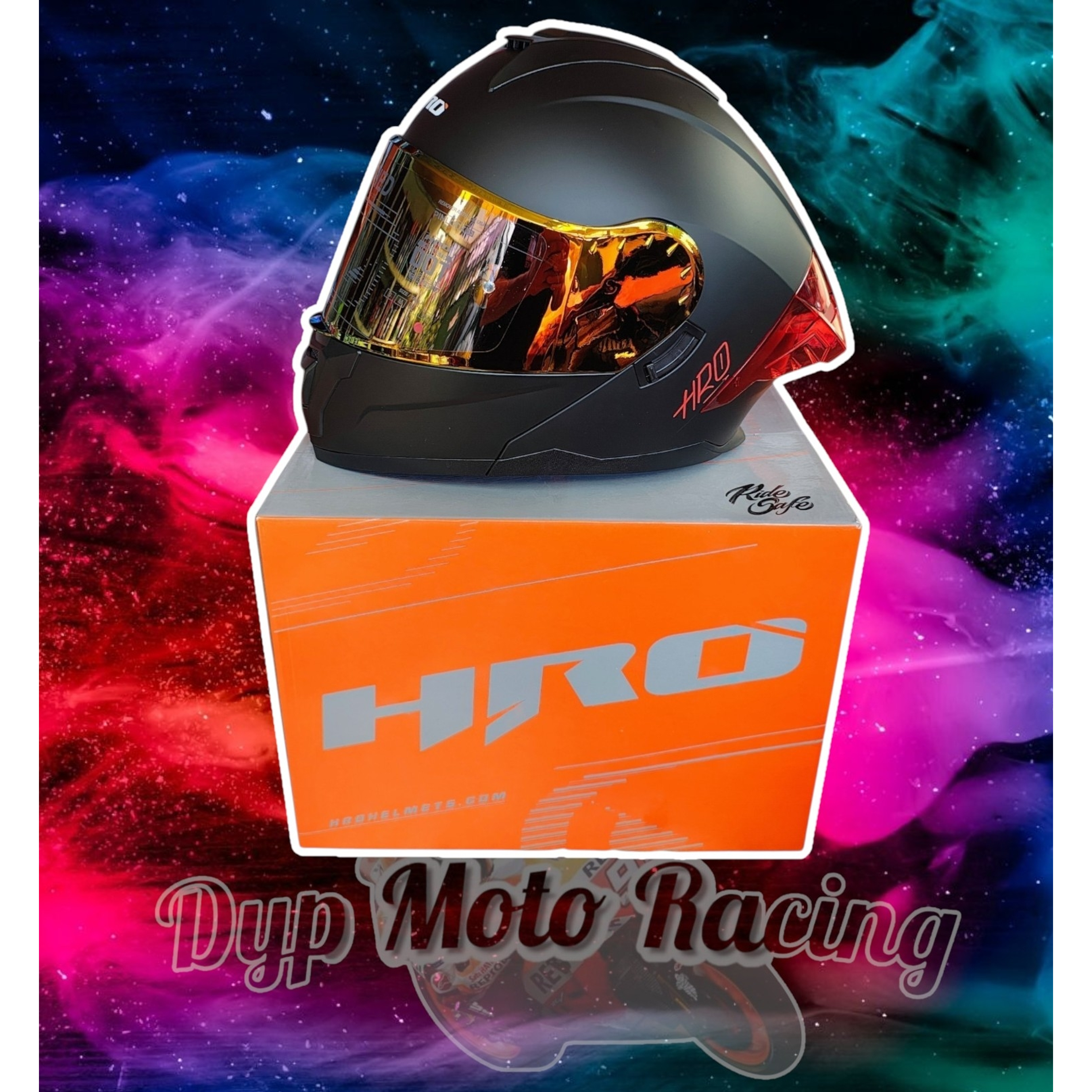 Casco moto hro 3480dv solid ng rj mate abatible con sun visor 1