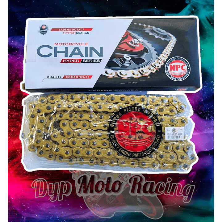 Cadena 525 x 120 reforzada con oring dorada npc japon 