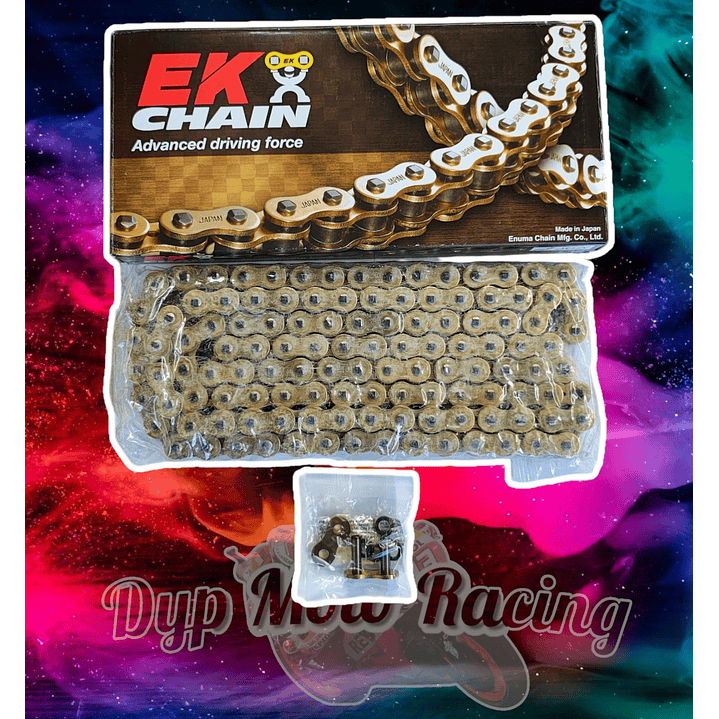 Cadena 525 x 120 EK CHAIN japonesa qx ring remache dorada  1