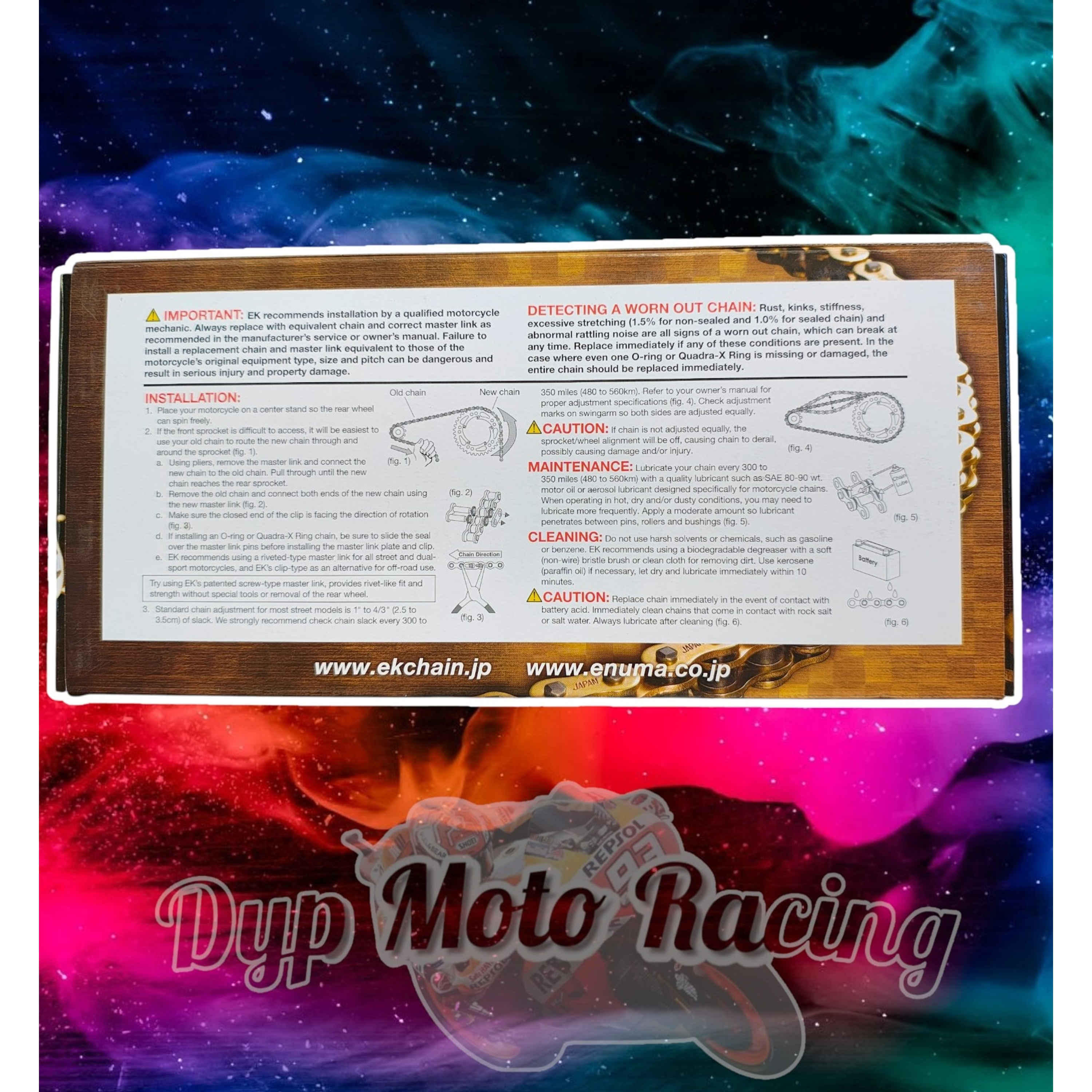 Cadena 525 x 120 EK CHAIN japonesa qx ring remache dorada  3