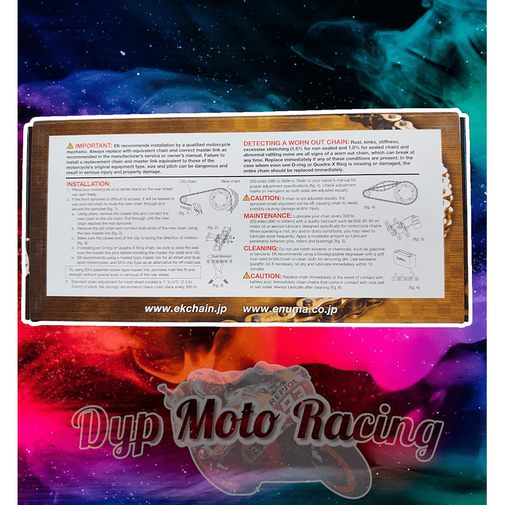 Cadena 525 x 120 EK CHAIN japonesa qx ring remache dorada  3