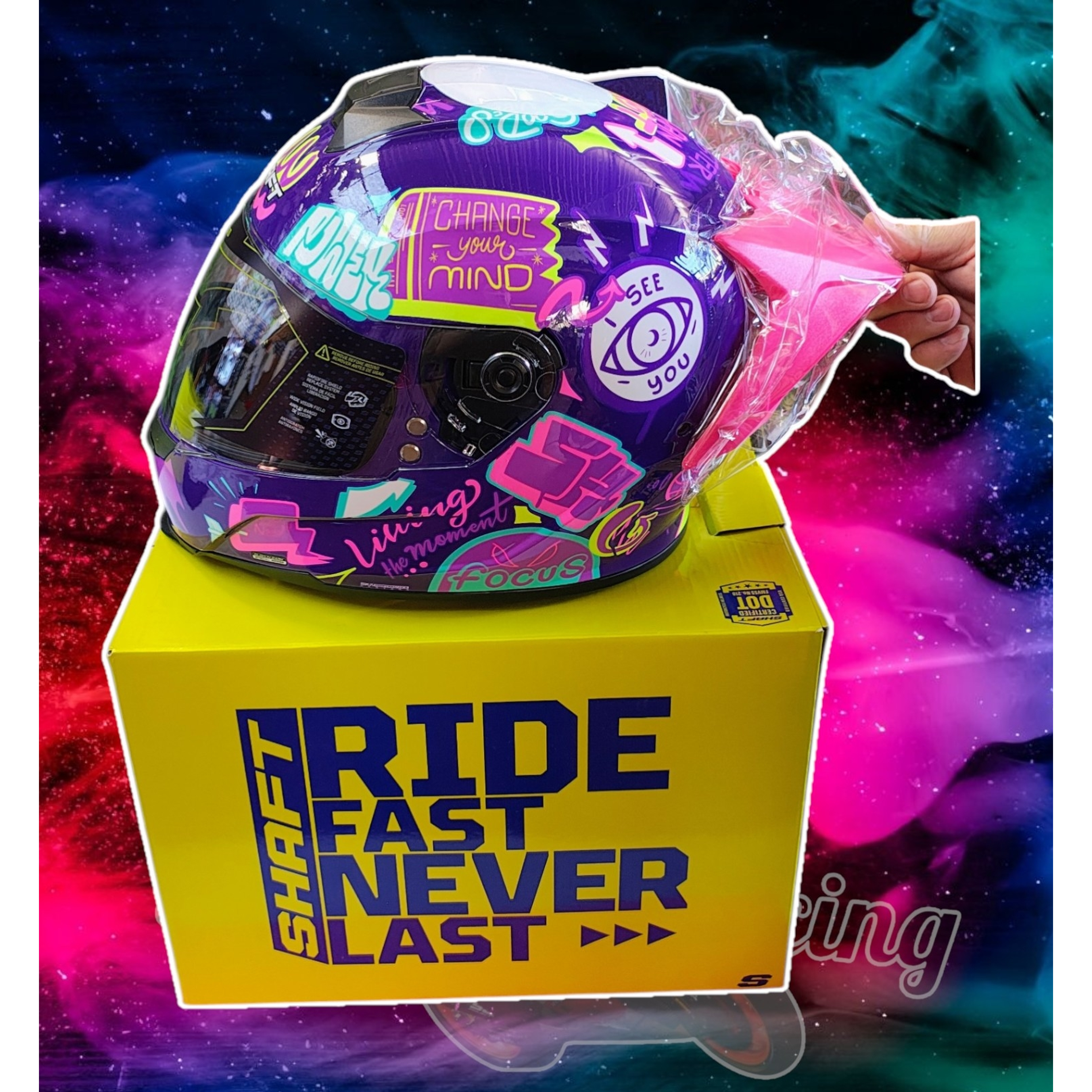 Casco Moto Shaft 502sp Beat Integral Normal Dot Mujer Purple / Beat / Brillante 3