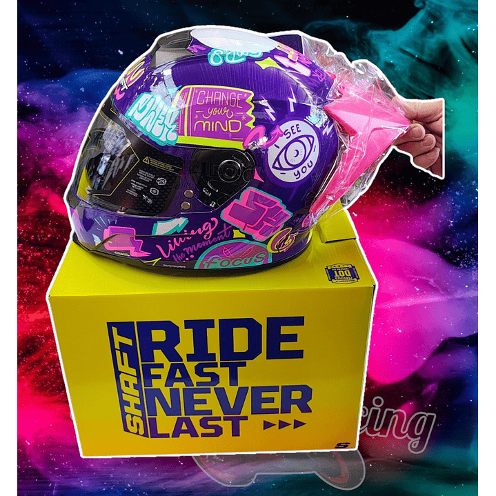 Casco Moto Shaft 502sp Beat Integral Normal Dot Mujer Purple / Beat / Brillante 3
