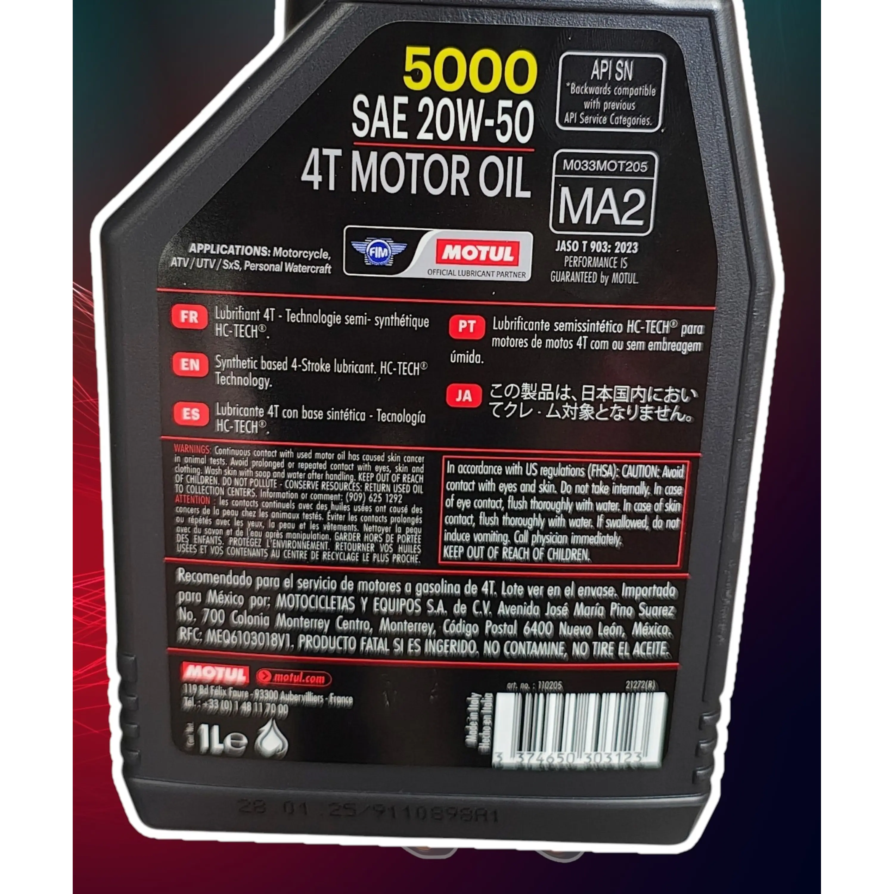 Aceite Motul 20w50 5000 semi sintético  2