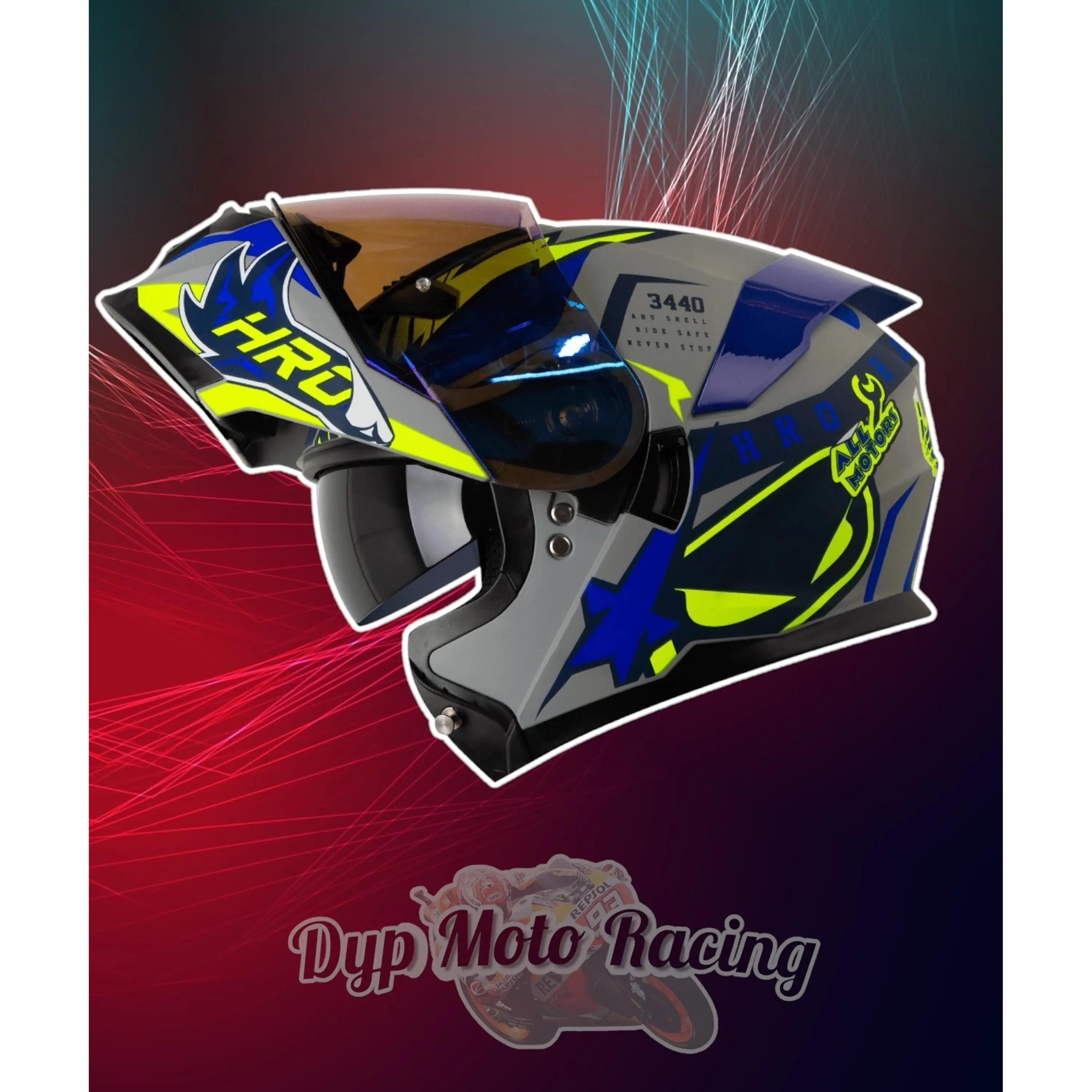Casco Moto Hro 3440dv track spec gr am Abatible Sun Visor Certificación Dot 1