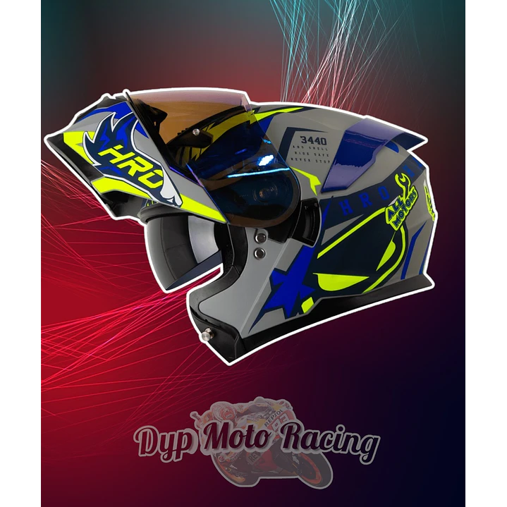 Casco Moto Hro 3440dv track spec gr am Abatible Sun Visor Certificación Dot 1