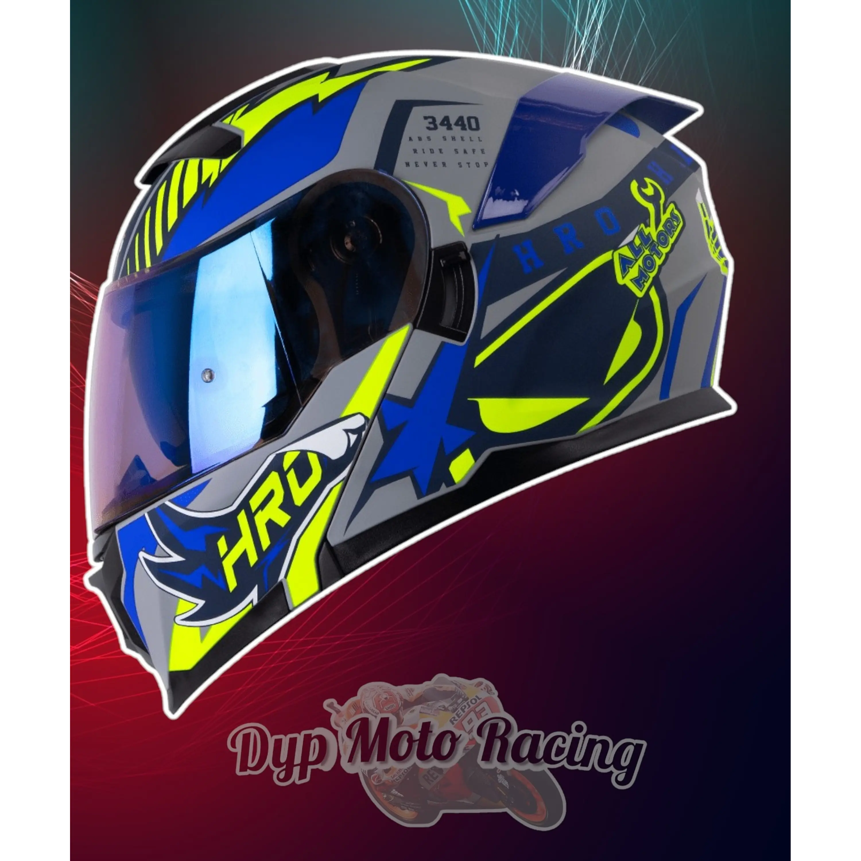 Casco Moto Hro 3440dv track spec gr am Abatible Sun Visor Certificación Dot 2