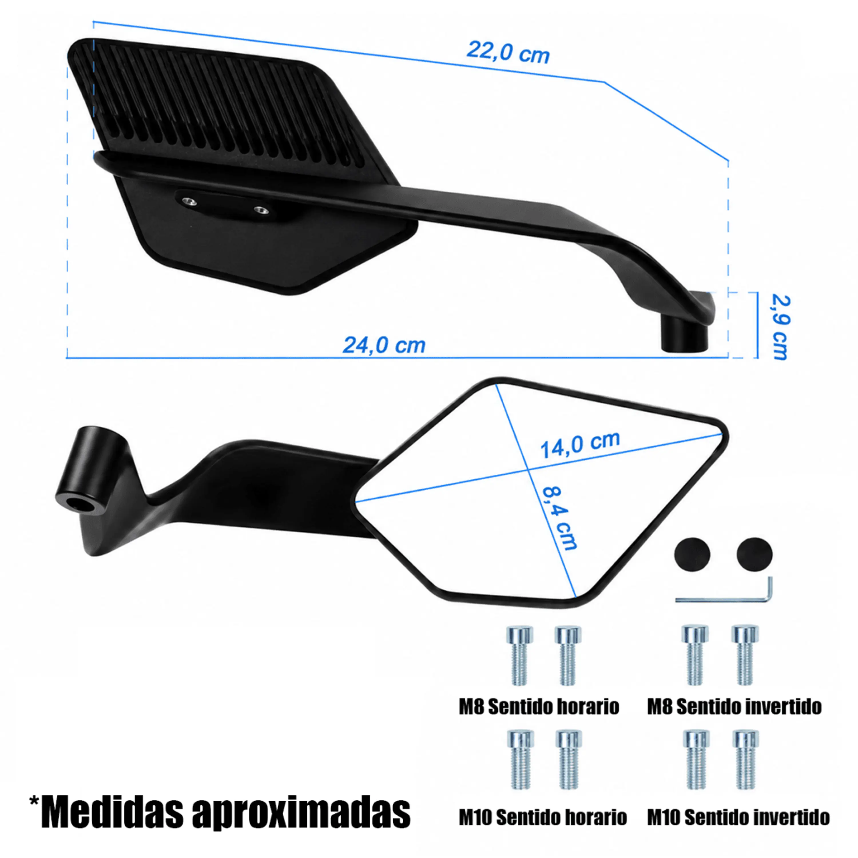 Espejos para moto moxi aleron sp abatibles con adaptadores 5