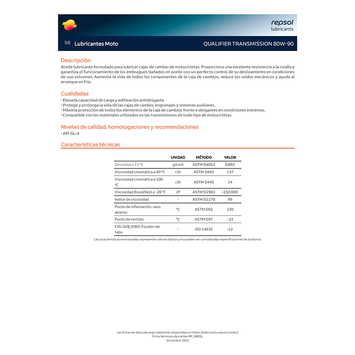 Aceite de transmisión 80w90 Repsol 150ml  2