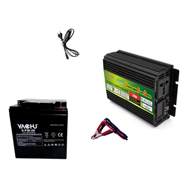 Inversor Cagador 500w, 12v/220v, Bateria 26ah, Servicio 24/7 1