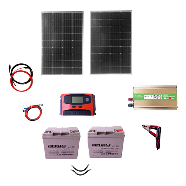 Kit Solar Inversor 1000w, Bat 2x40 Ah, Panel 2x100w Cont 30a