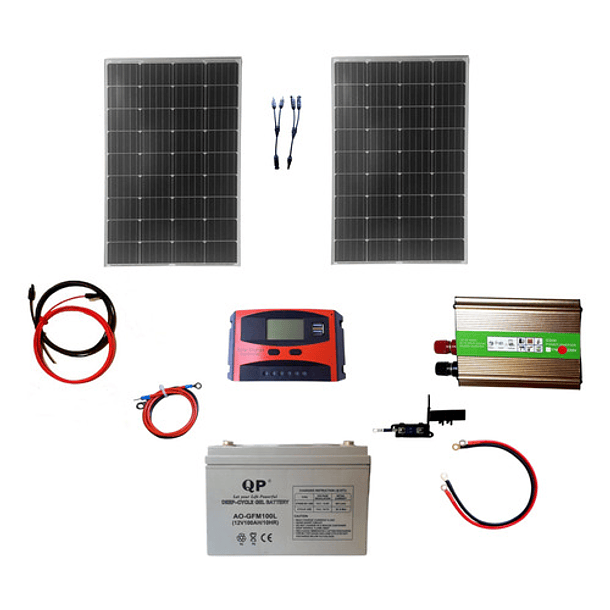 Kit Solar Inver 1000w Bat 100ah Panel 2x100w Controlador 30a 1