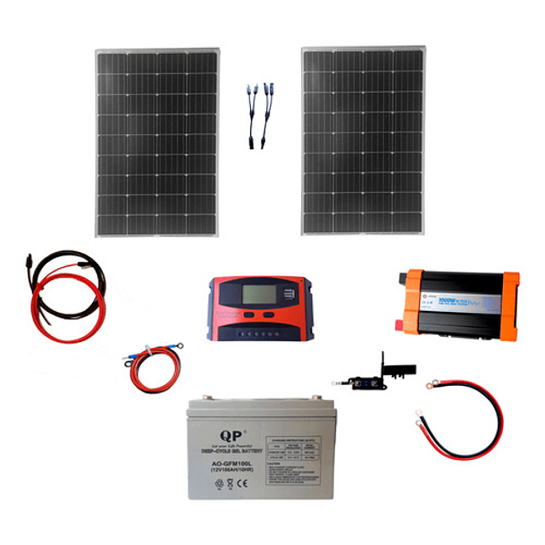 Kit Solar Inversor 1000w Onda Pura Panel  2x100w Motor Bomba 1