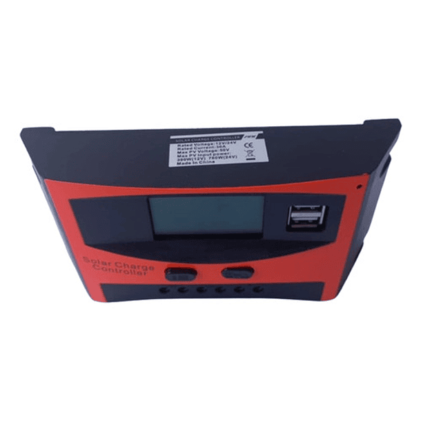 Controlador Carga Solar, 30a, 12vdc/24vdc, 2xusb