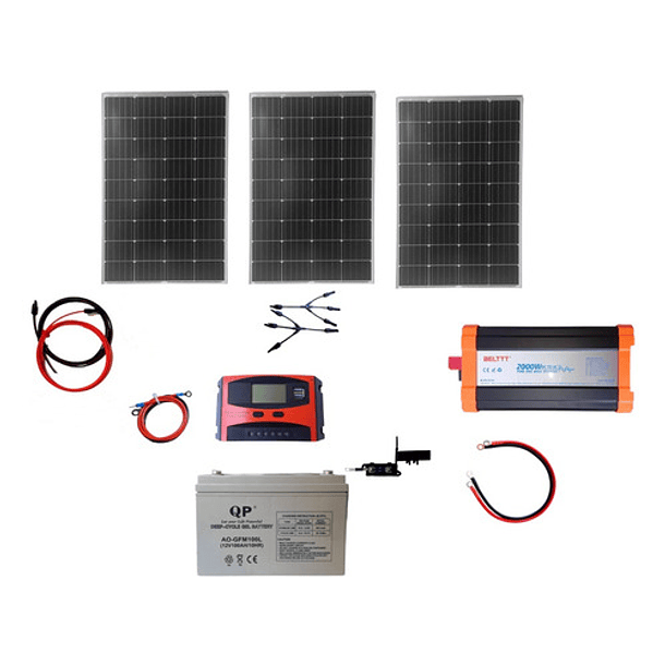 Kit Solar Inversor 2000w Onda Pura Panel 3x100w Motor Bomba