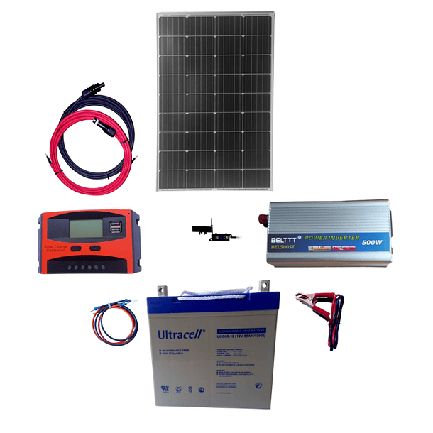 Kit Solar Panel 100w Inversor 500w Control 20a Batería 55 Ah