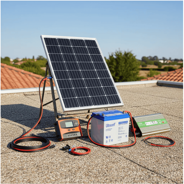 Kit Solar Inversor 1000W, Panel  Solar 100W,  Batería  55Ah Gel,  Controlador 20A 3
