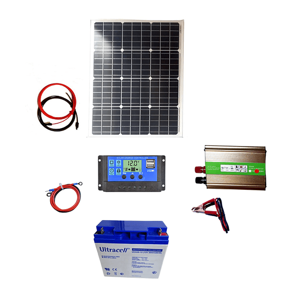 Kit Solar  Inversor 500w Panel 50w  Batería 20ah Control 20a