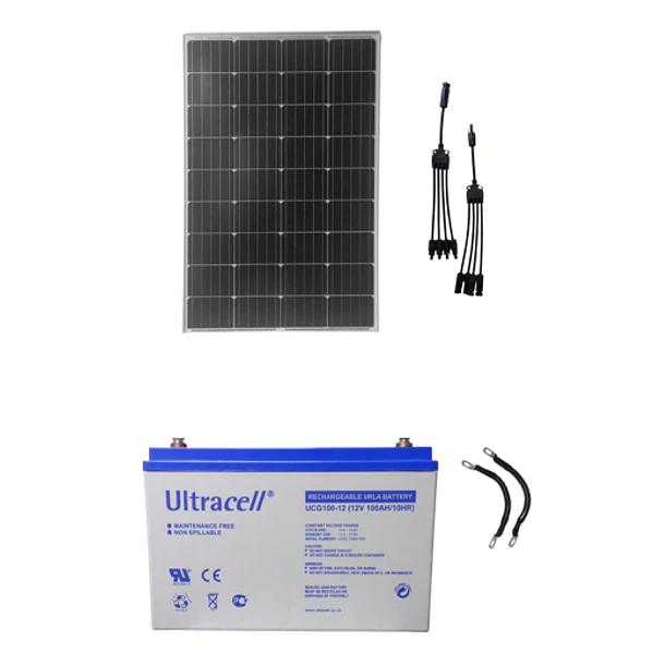 Kit Ampliación  Batería 100ah y Panel Solar 100w, Mas Conexiones
