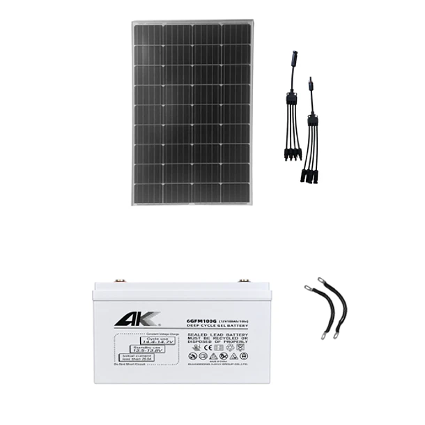 Kit Ampliación  Batería 100ah y Panel Solar 100w, Mas Conexiones