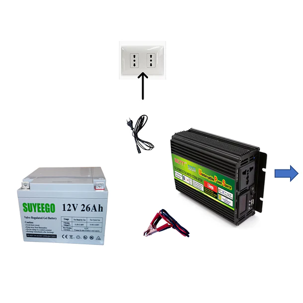 UPS 500w, 12v/220v, Bateria 26ah, Servicio 24/7