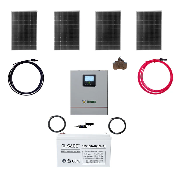 Kit Solar Inversor  1000w Onda Pura Panelea  4x100w Batería 100ah,  Aplica para Bombas y  Motores