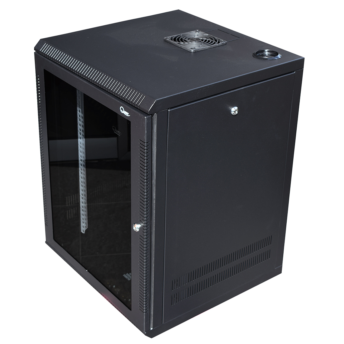 Gabinete Rack de Pared Tapas Laterales Removibles de 9U con Puerta en vidrio • Color: Negro  4