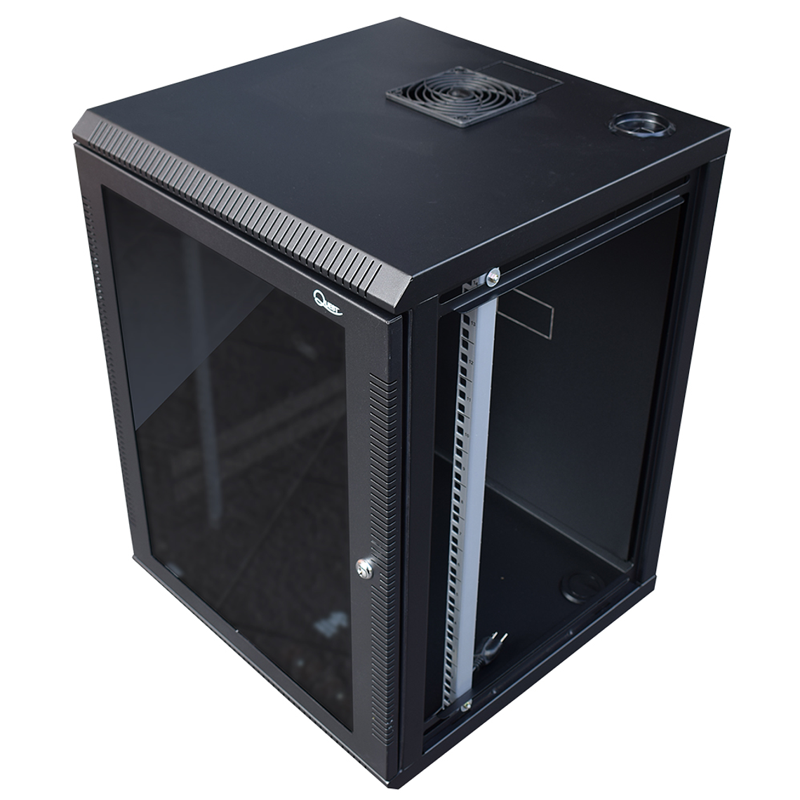 Gabinete Rack de Pared Tapas Laterales Removibles de 11U con Puerta en vidrio • Color: Negro  4