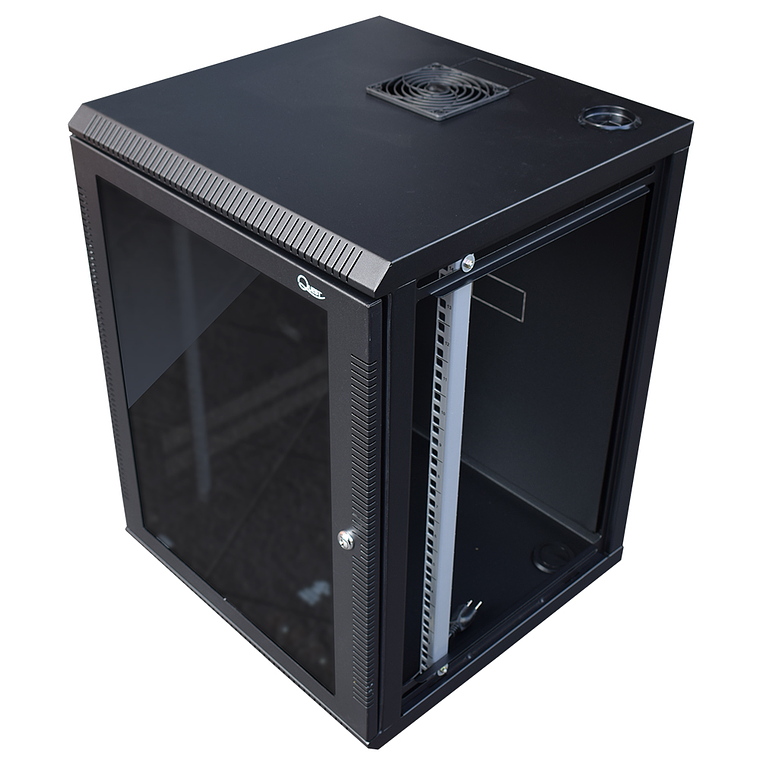 Gabinete Rack de Pared Tapas Laterales Removibles de 11U con Puerta en vidrio • Color: Negro  4