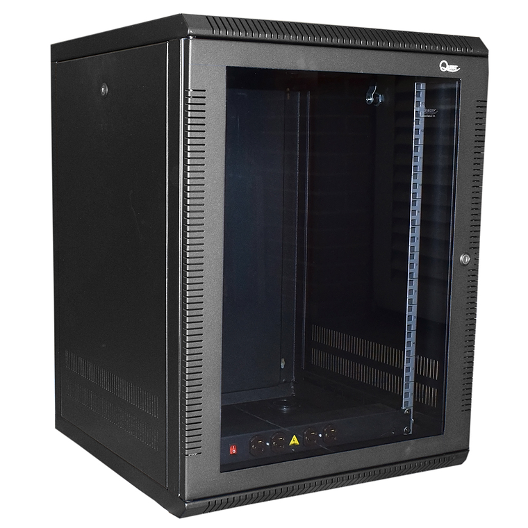 Gabinete Rack de Pared Tapas Laterales Removibles de 14U con Puerta en vidrio • Color: Negro  3