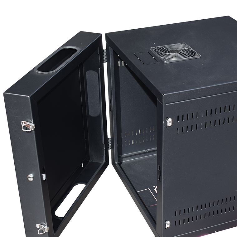 Gabinete Rack de Pared Abatible de 11U con Puerta en vidrio • Color: Negro  2