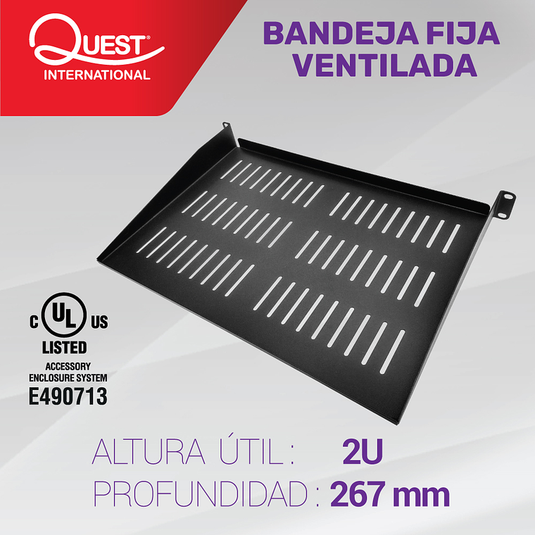 Bandeja Fija Ventilada de 2U • Profundidad: 267 mm 1