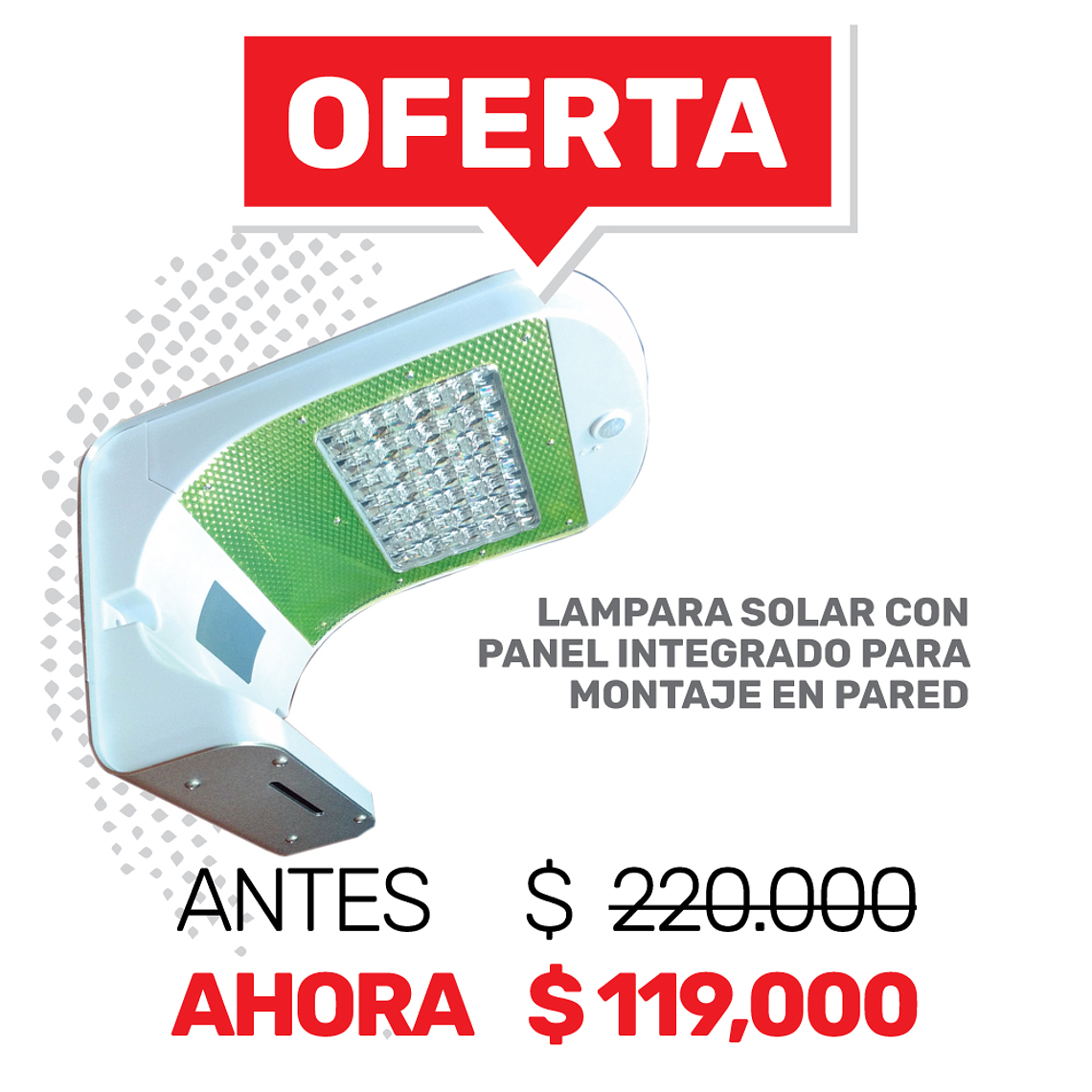Lampara Solar con panel integrado para montaje en pared 1