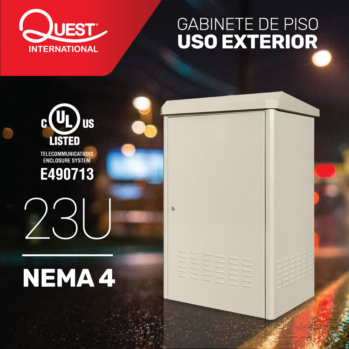 Gabinete para Exteriores de 23U - Montaje en Piso 1